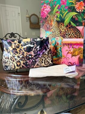 Jimmy Choo Leopard-Print Patent Clutch